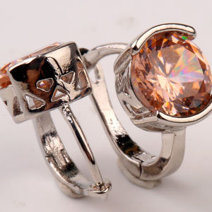 Jewelry - 18K WGF Morganite Topaz Zircon Earrings 2.04tcw Jewelry - 18K WGF Morganite Topaz Zircon Earrings 2.04tcw